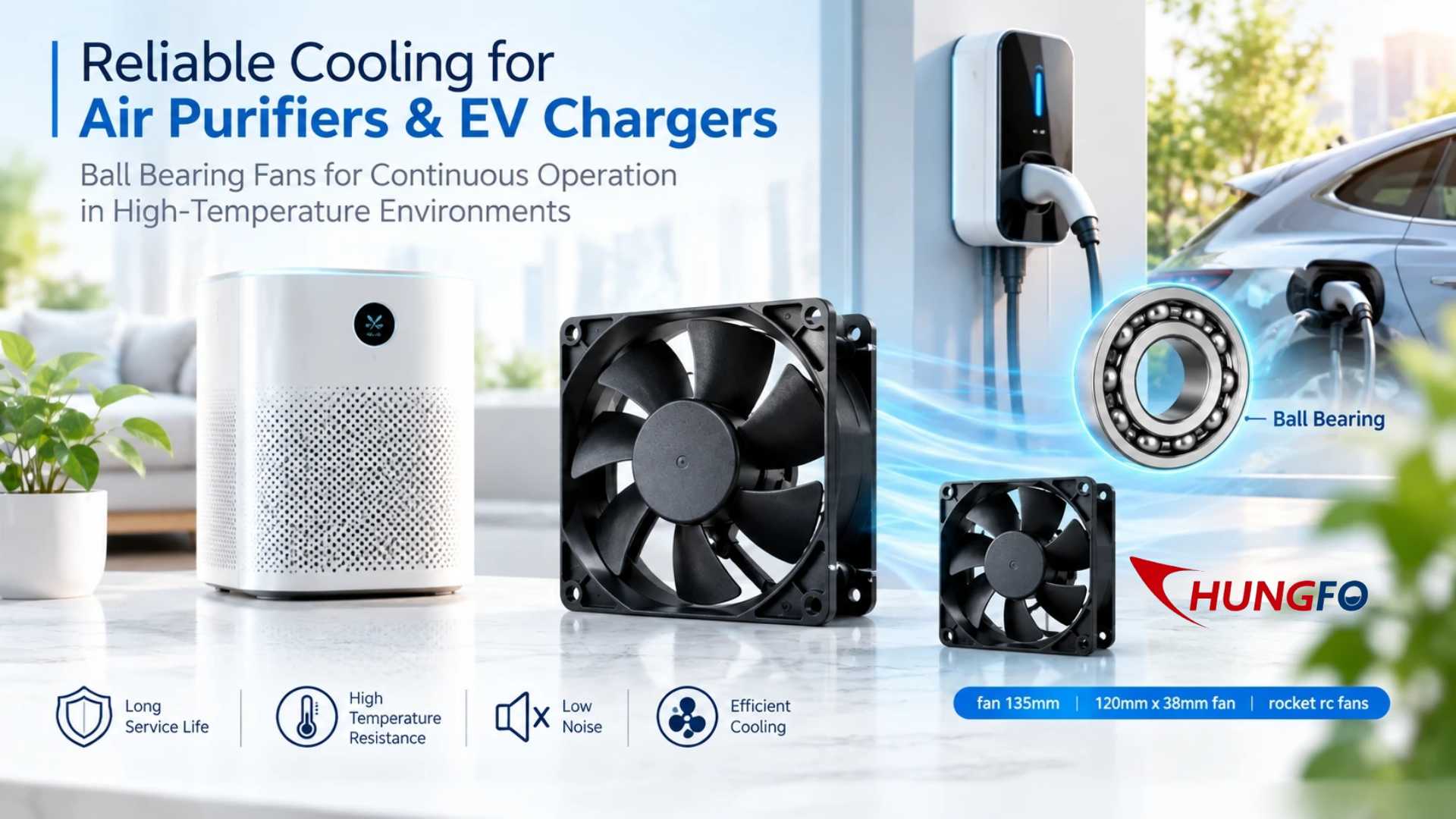 Pourquoi les ventilateurs d'extraction à roulement à billes sont-ils plus fiables pour le refroidissement continu dans les purificateurs d'air et les diffuseurs d'arômes ?